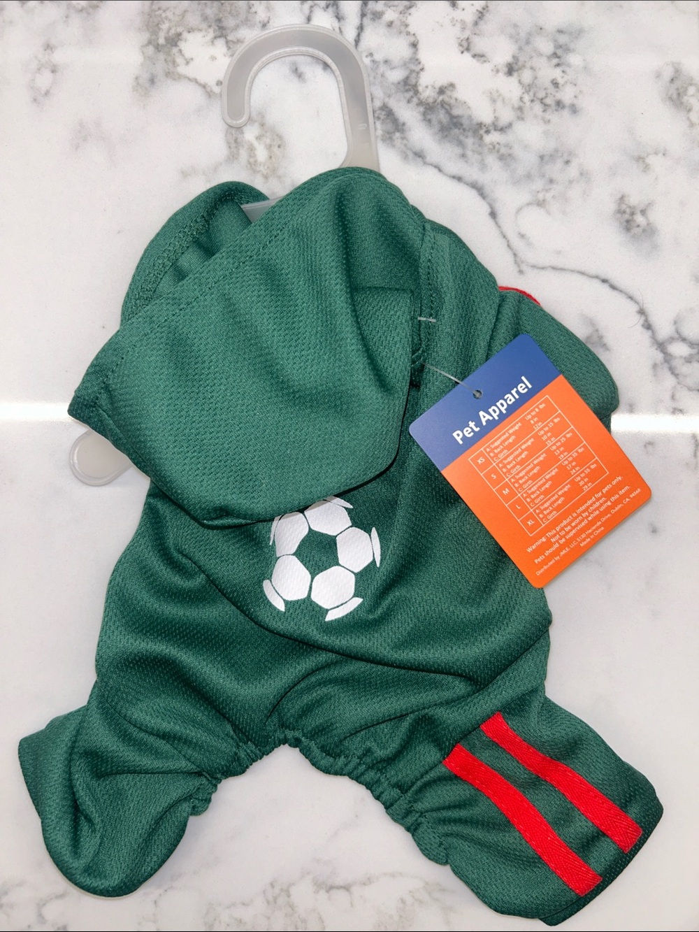 México Soccer Pet Hoodie with Red Stripes